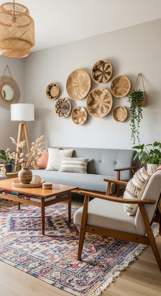 Woven Baskets Meet Modern Wall Art