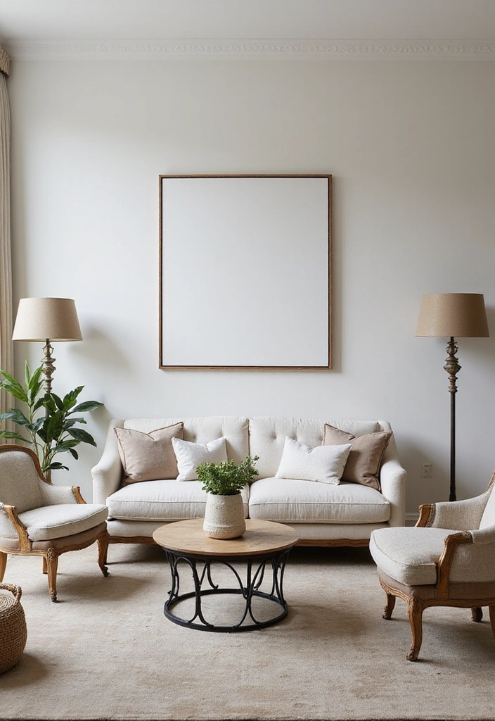 A transitional living room that harmonizes traditional and modern design.