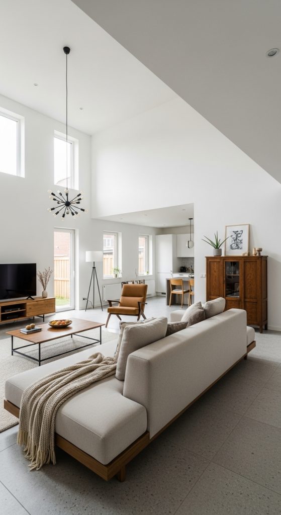 A sophisticated living room decorated in various shades of deep charcoal gray.