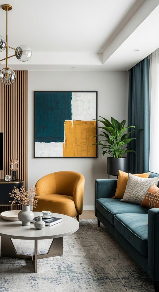 Pops Of Color Scandinavian Living Room