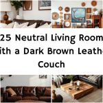 25 Neutral Living Room with a Dark Brown Leather Couch